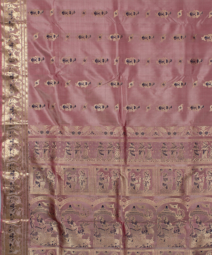 Onion pink handwoven silk swarnachari baluchari saree