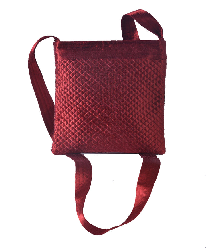 Maroon multi color kutchy hand embroidery mashroo cross body bag
