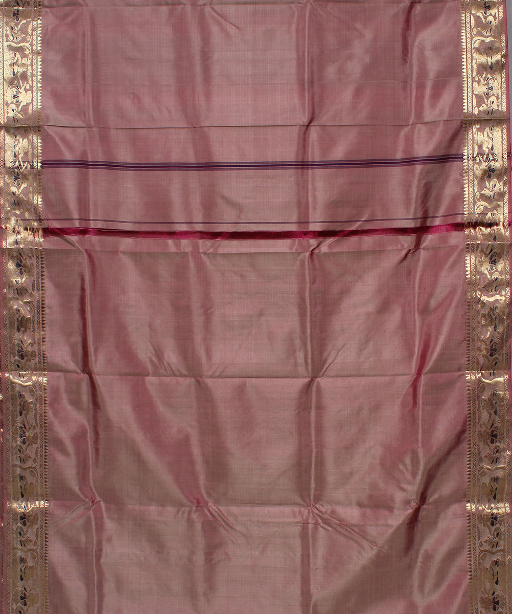 Onion pink handwoven silk swarnachari baluchari saree