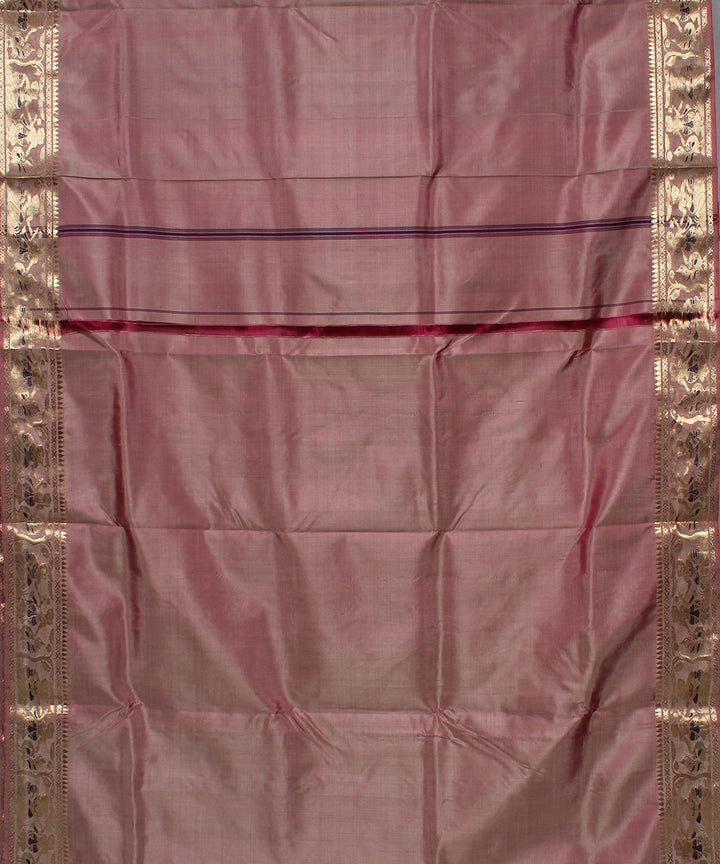 Onion pink handwoven silk swarnachari baluchari saree