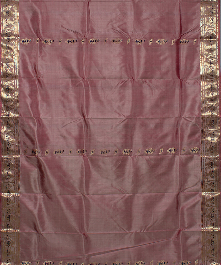 Onion pink handwoven silk swarnachari baluchari saree