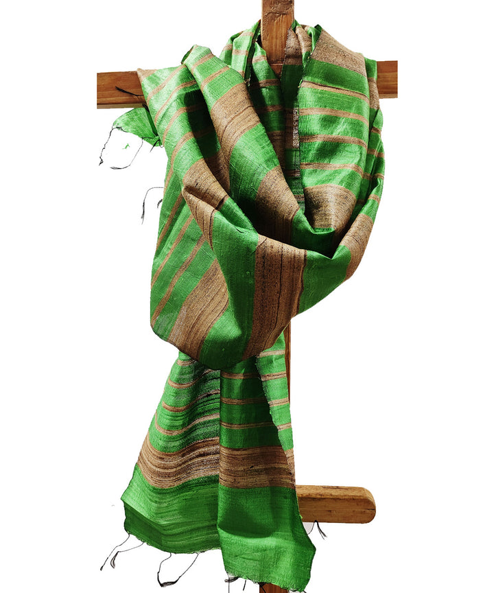Light green beige ghiccha silk handloom assam stole