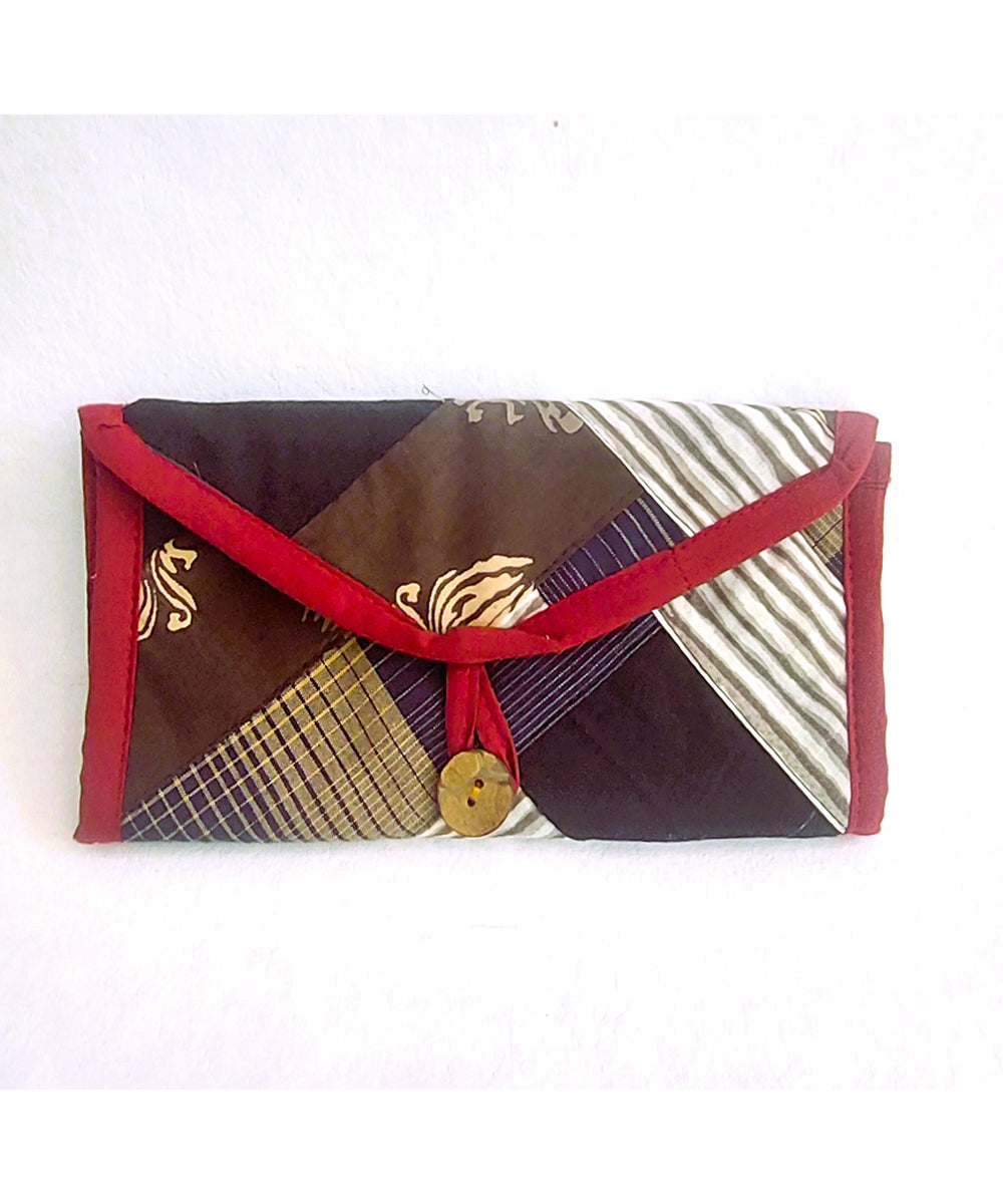 Brown and red handcrafted cotton wallet