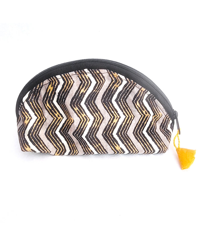 Brown handcrafted cotton makeup pouch