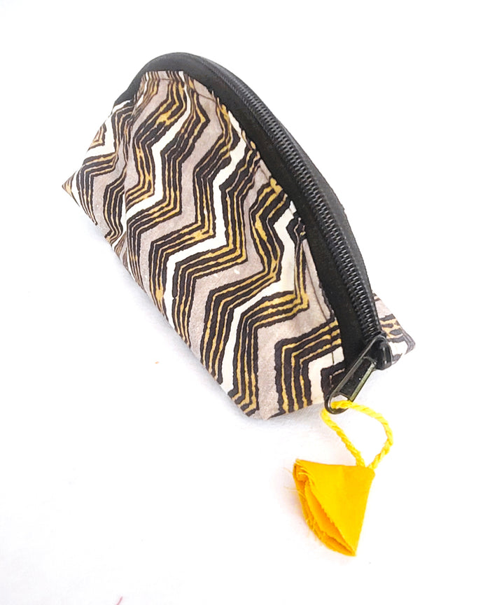 Brown handcrafted cotton makeup pouch