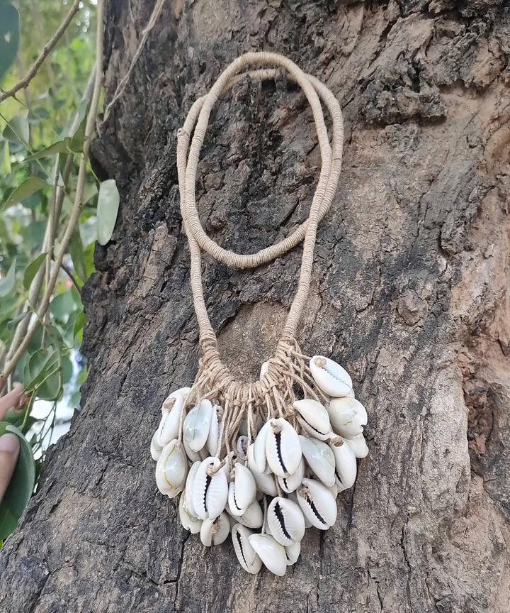 handcrafted cowrie jute Tribe Vibe necklace