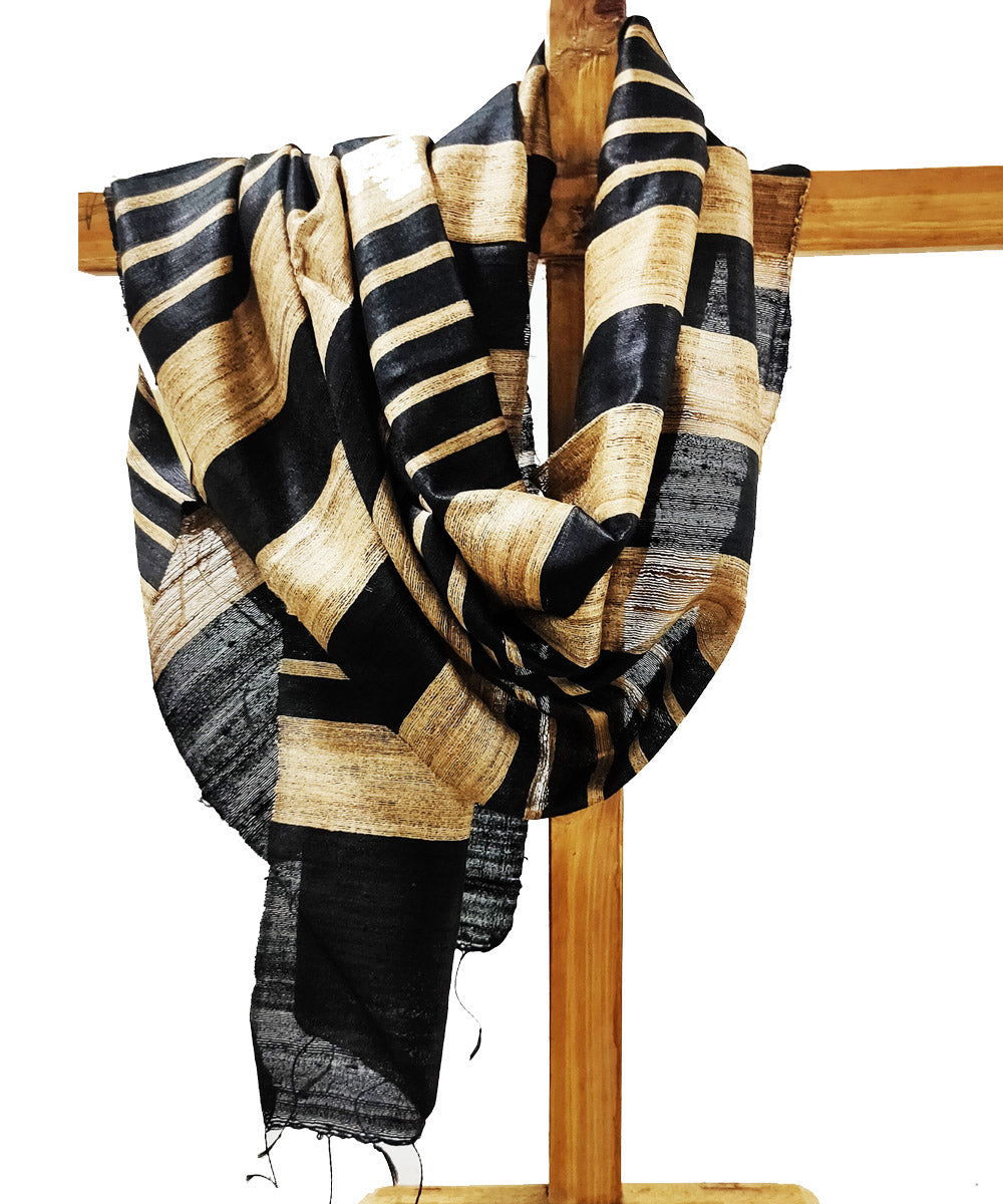 Black beige ghiccha silk handloom assam stole