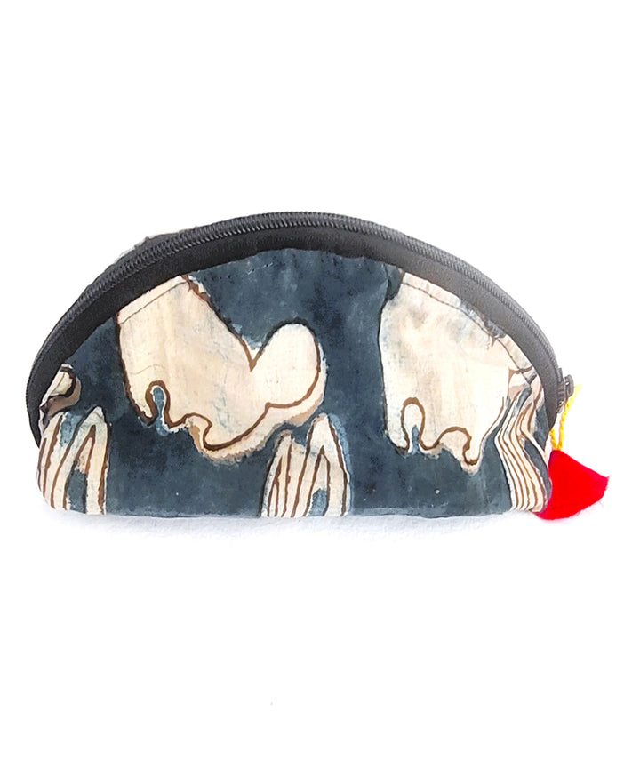 Blue handcrafted cotton makeup pouch