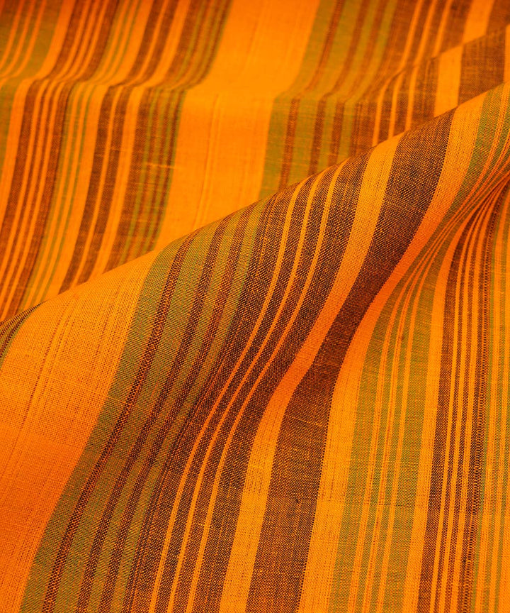 1.1m Yellow green handwoven stripe cotton mangalagiri material