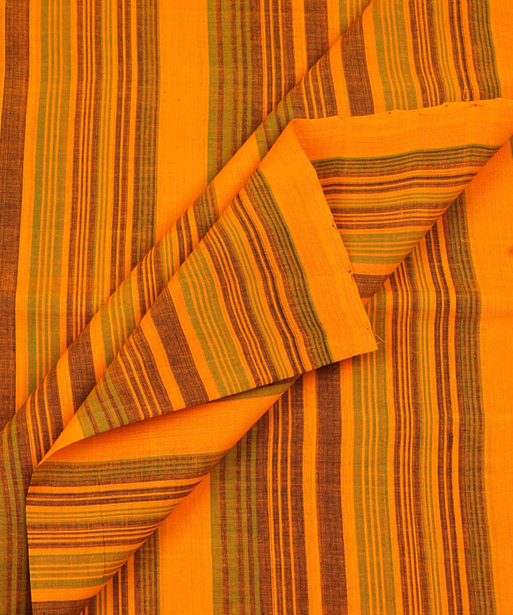 1.1m Yellow green handwoven stripe cotton mangalagiri material