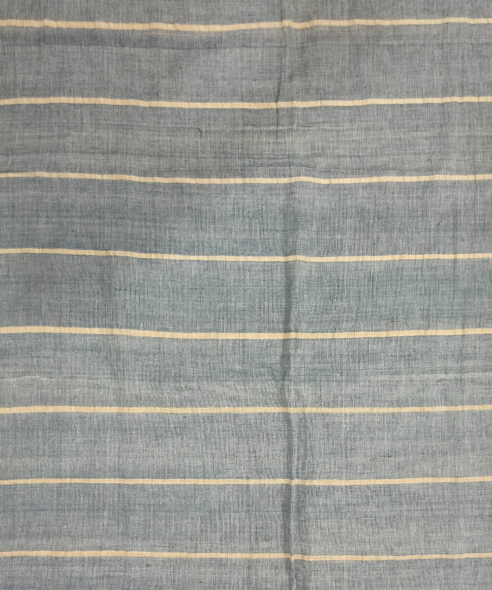 Sky blue white cotton and eri silk handloom assam stole