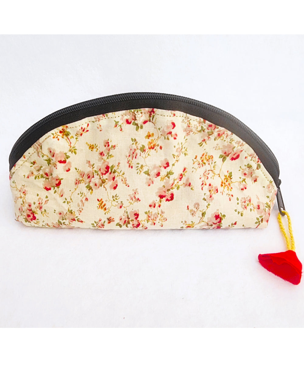 Pink handcrafted cotton makeup pouch
