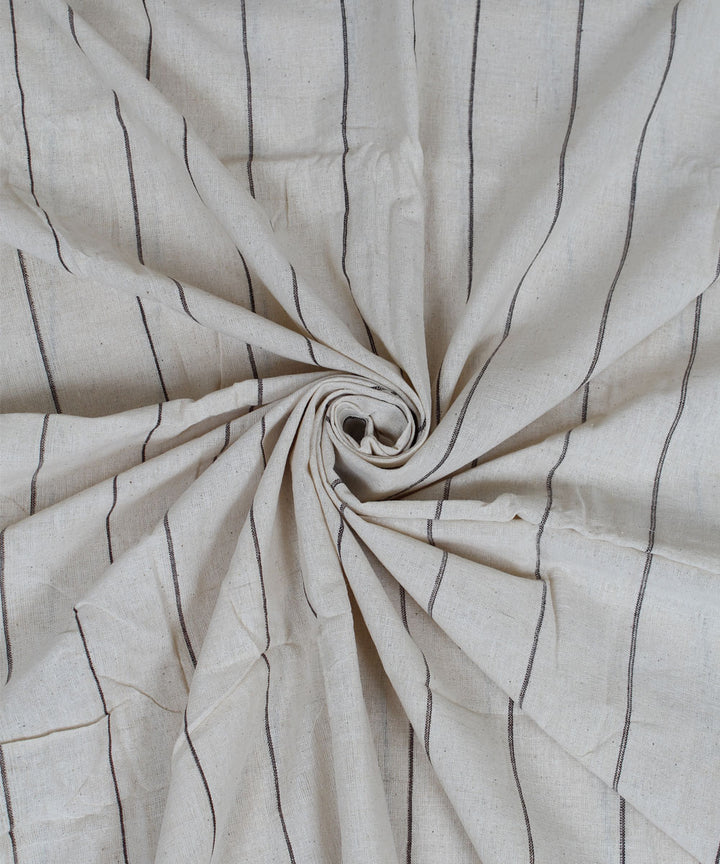 Off white black stripes handloom cotton kotpad fabric