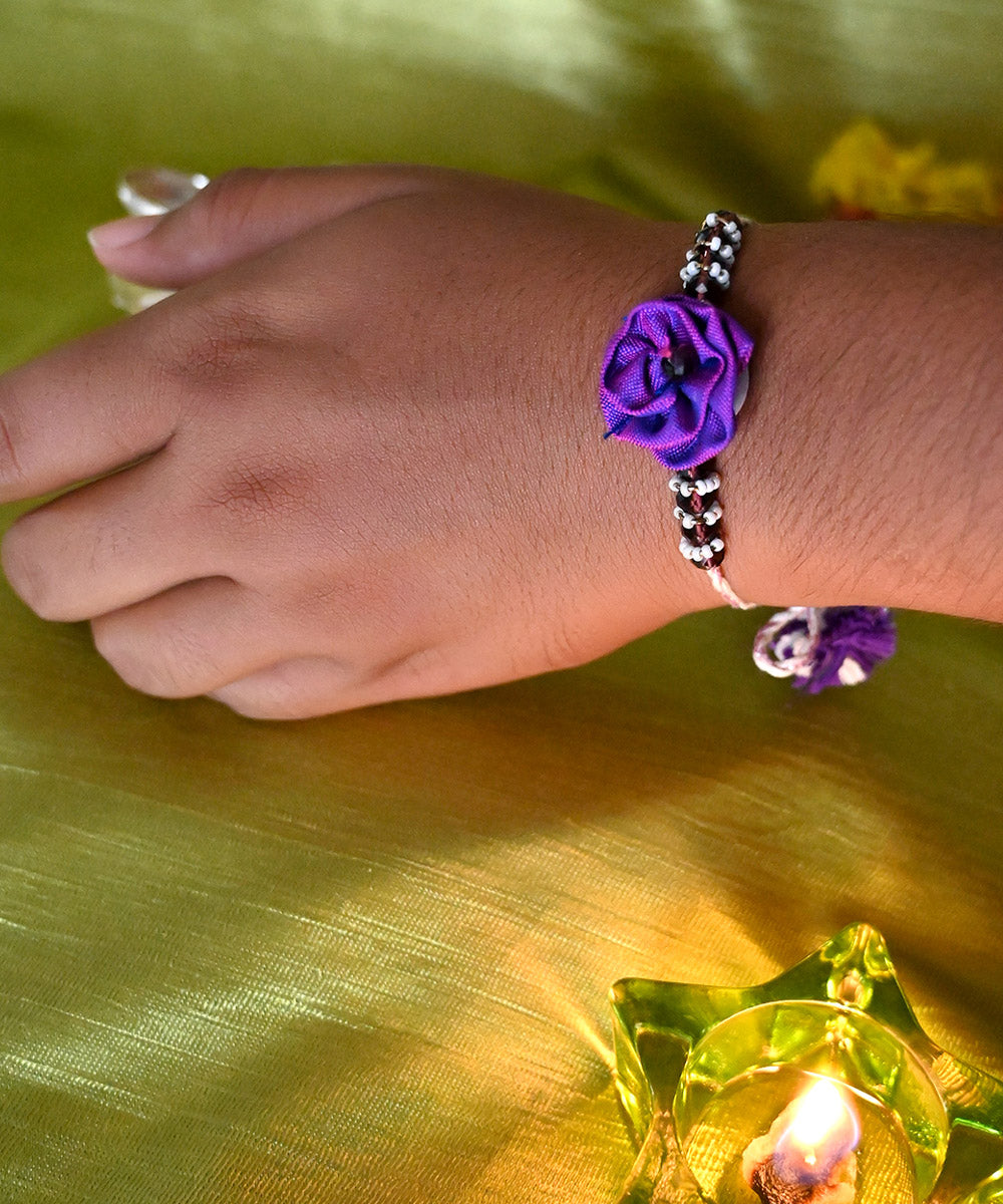 Purple handcrafted silk rakhi