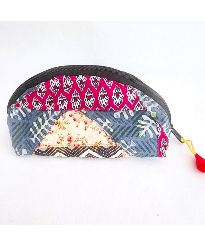 Multicolor handcrafted cotton makeup pouch