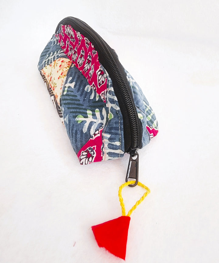 Multicolor handcrafted cotton makeup pouch