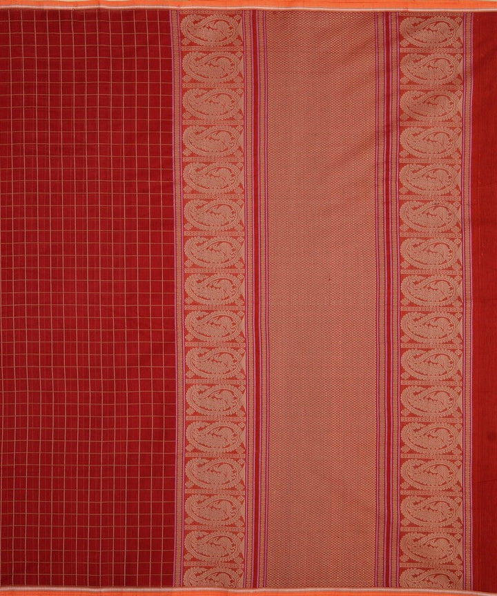 Maroon borderless handwoven kanchi cotton saree