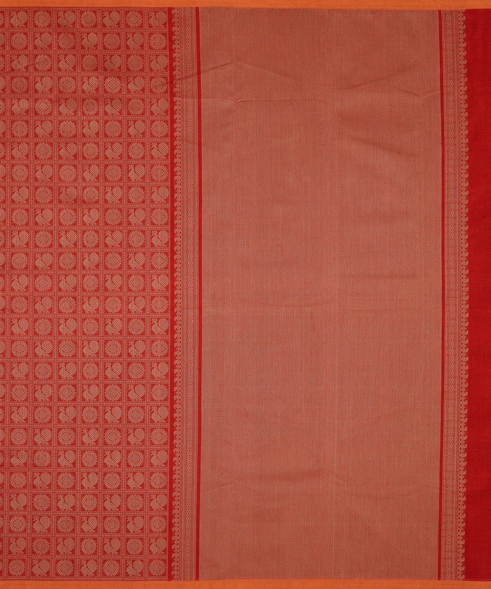 Maroon mayil chakra 1000 butta handwoven kanchi cotton saree