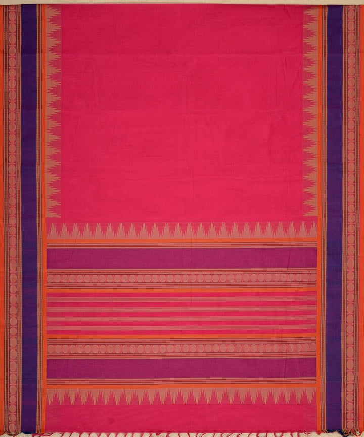 Pink temple handwoven kanchi cotton saree