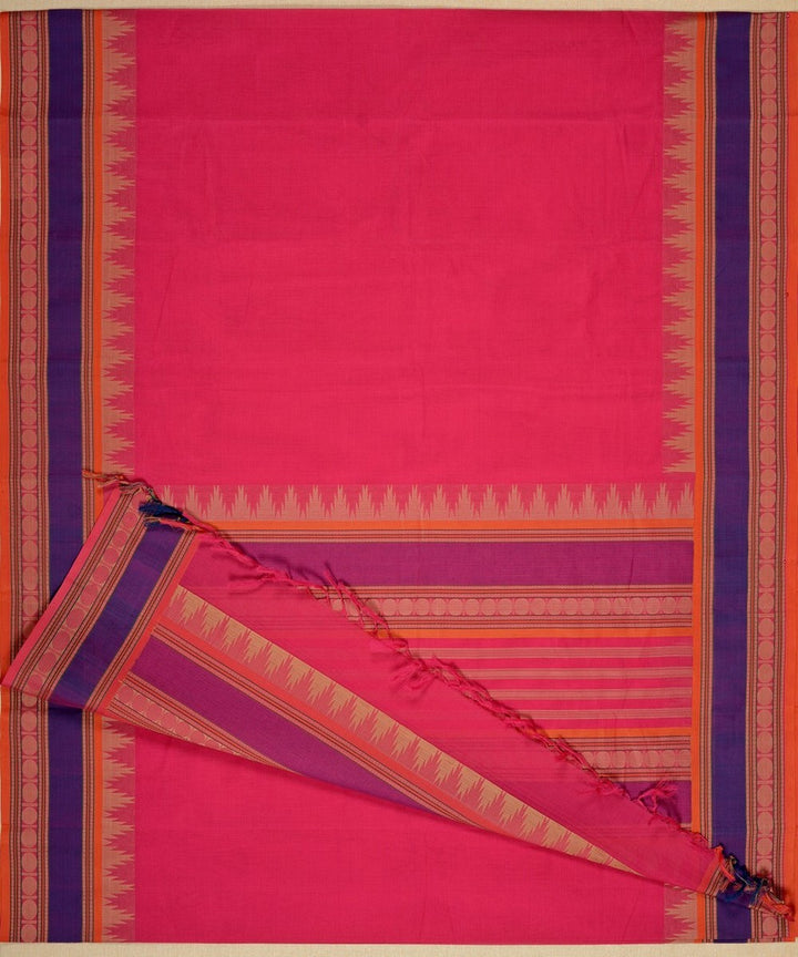 Pink temple handwoven kanchi cotton saree