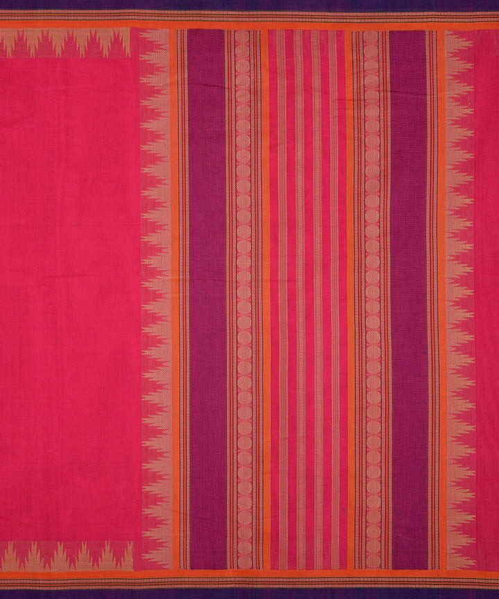 Pink temple handwoven kanchi cotton saree