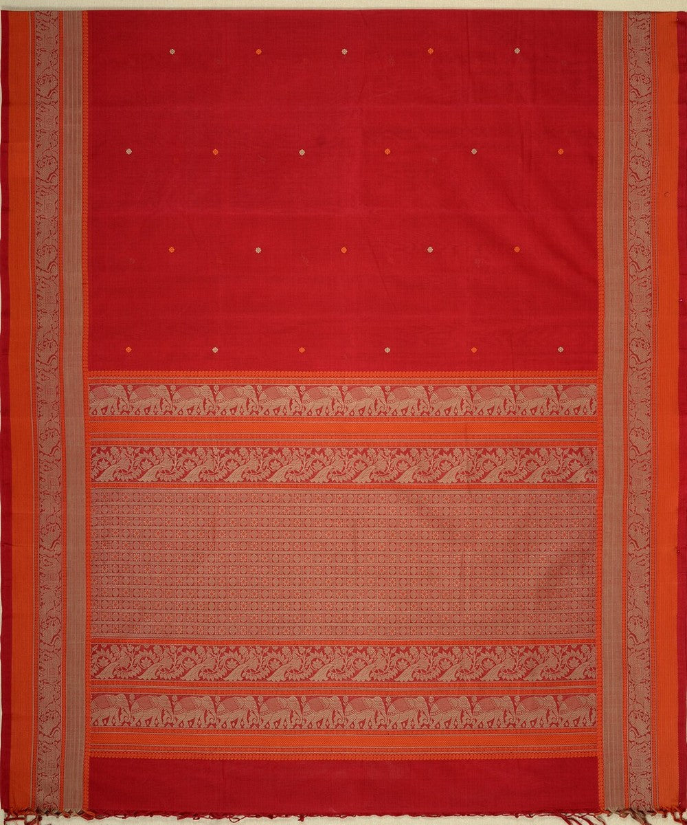 Red butta handwoven kanchi cotton saree