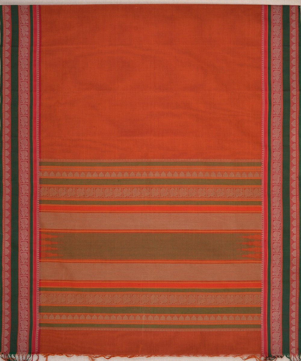 Orange handwoven kanchi cotton saree