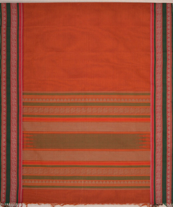 Orange handwoven kanchi cotton saree