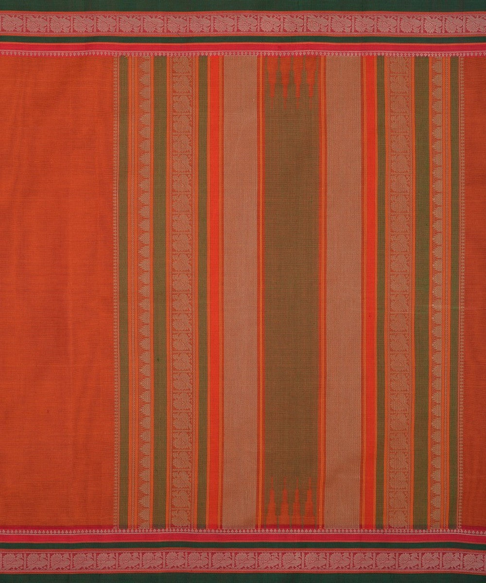 Orange handwoven kanchi cotton saree