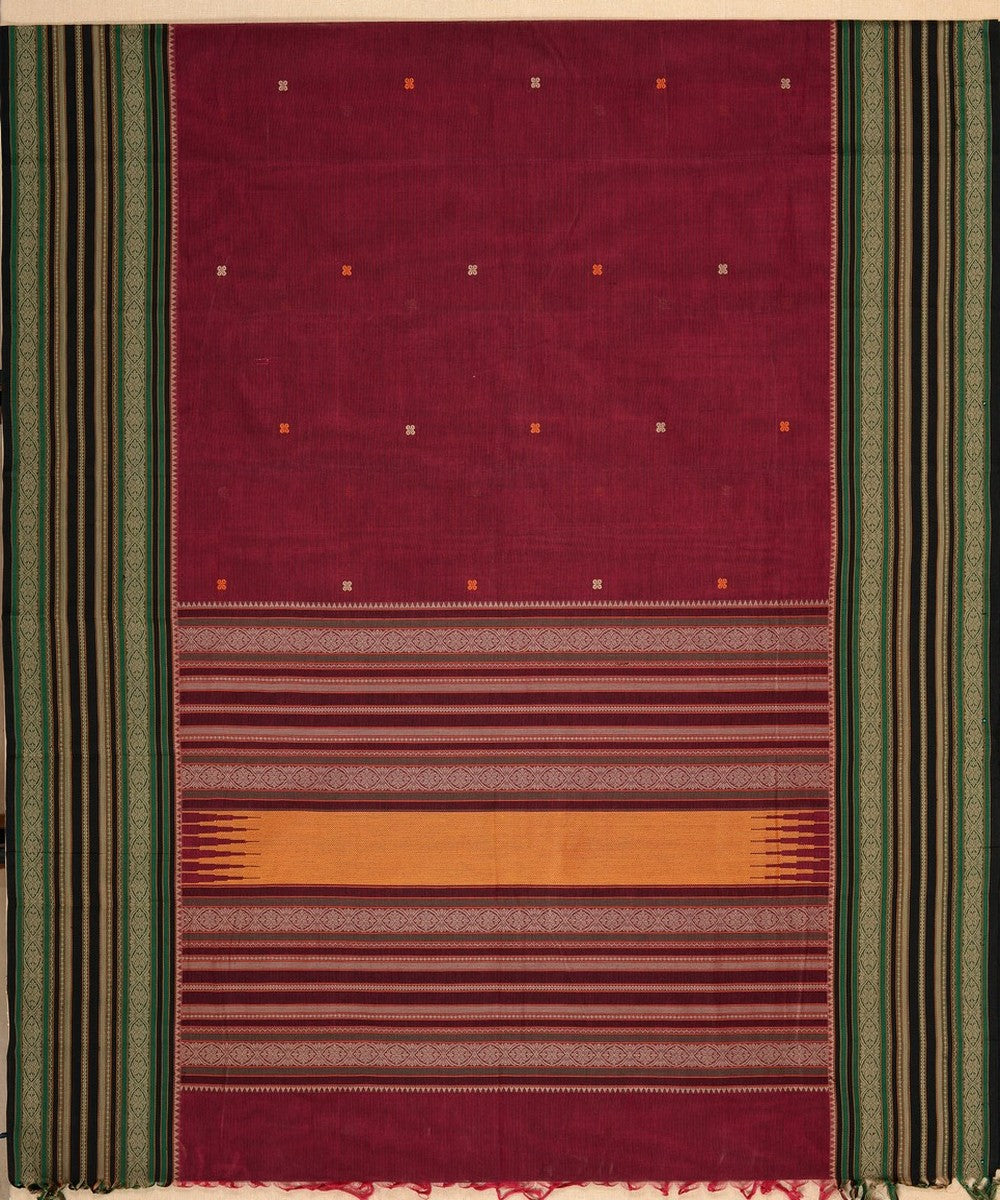 Purple butta handwoven kanchi cotton saree