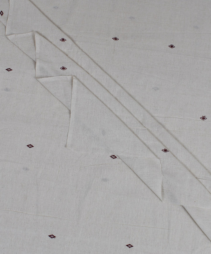 Off white with maroon motifs handloom cotton kotpad fabric