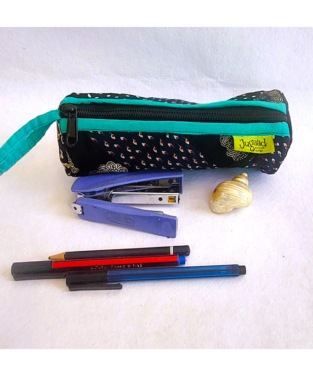 Black handcrafted cotton pencil pouch