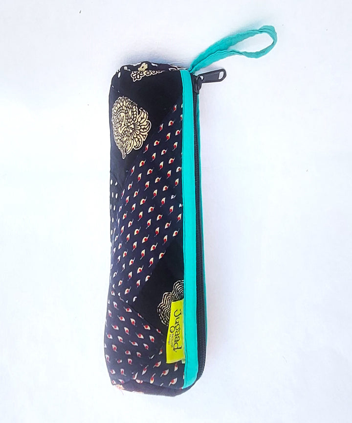 Black handcrafted cotton pencil pouch