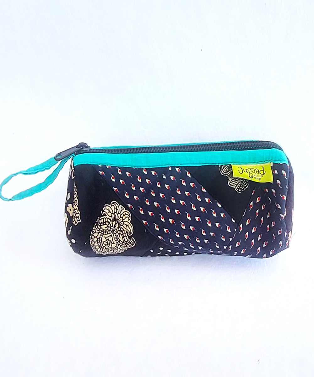Black handcrafted cotton pencil pouch
