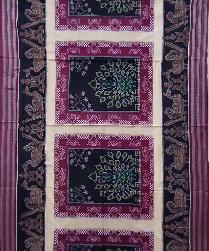 Multicolor violet handwoven cotton sambalpuri saree