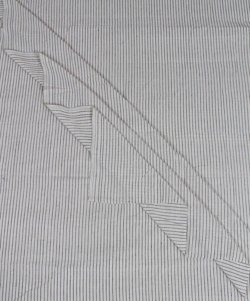 Maroon Off white stripes handloom cotton kotpad fabric