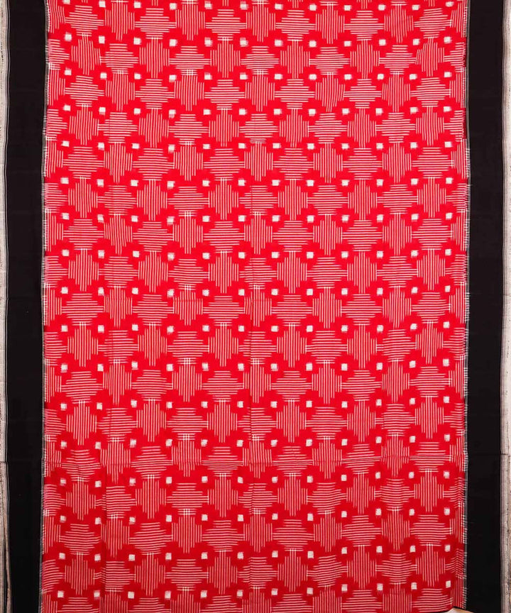 Red black cotton handloom ikat pochampally saree