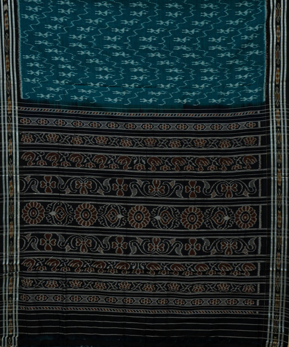 Bottle green black cotton handloom ikat nuapatna saree