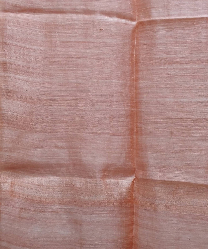 bright peach handloom Half and half sequin resham silk Saree