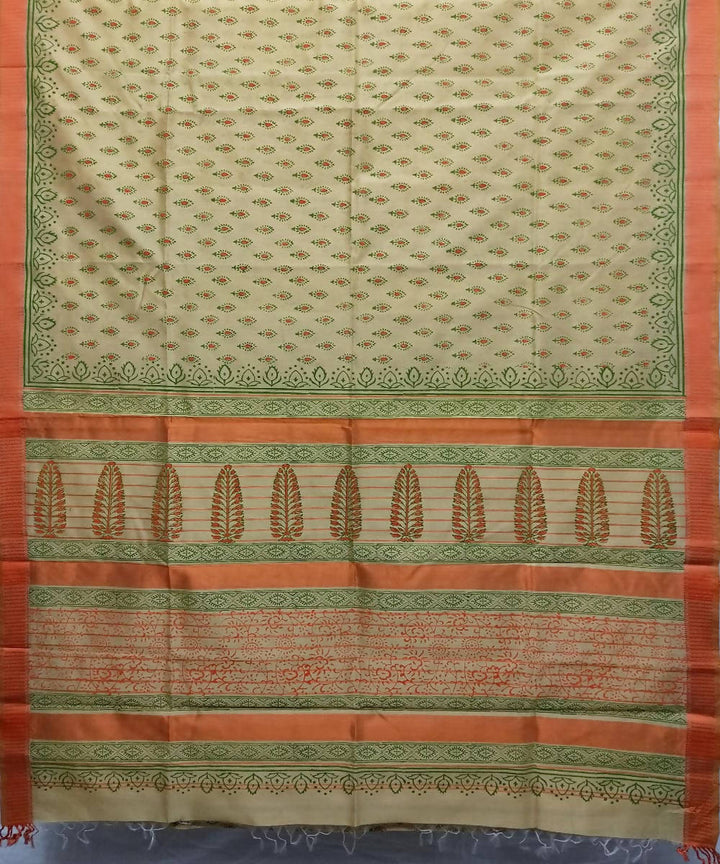 Deep champagne handwoven cotton silk maheshwari saree