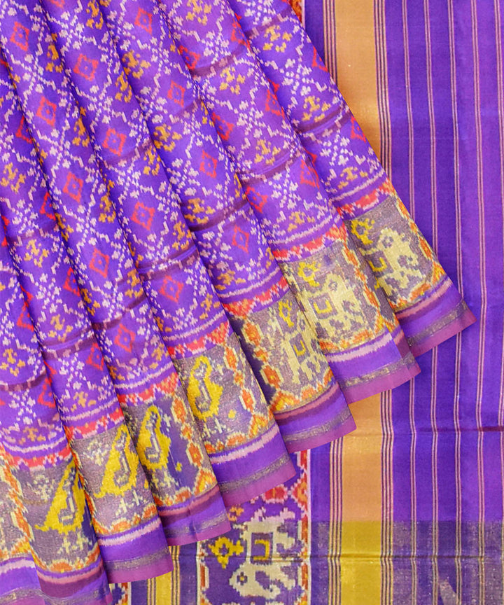 Purple handloom silk patola ikat saree