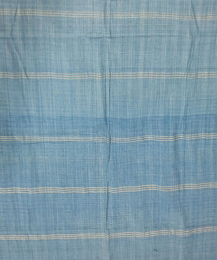 Sky blue beige handloom cotton and eri silk assam stole