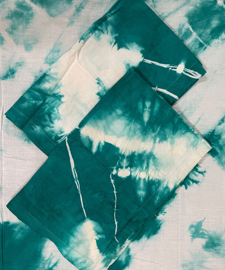 White green tie dye cotton handwoven bedsheet