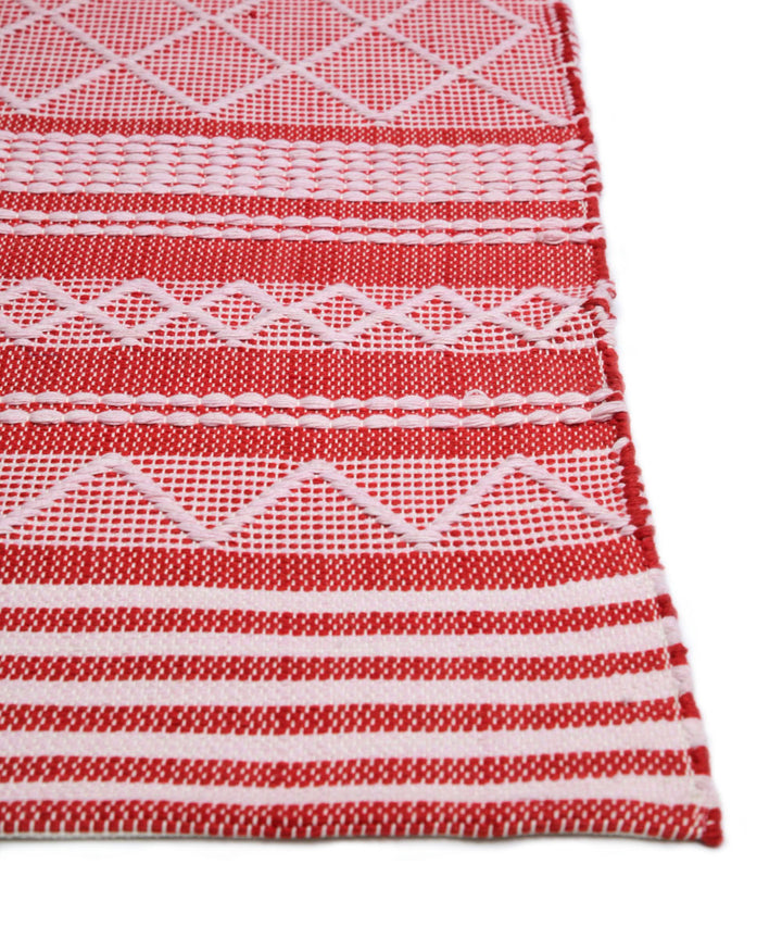 Multicolor hand block print stripe cotton dhurrie