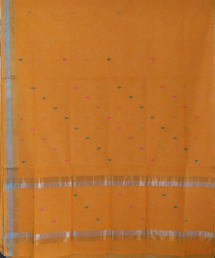 Hand woven yellow cotton venkatagiri saree
