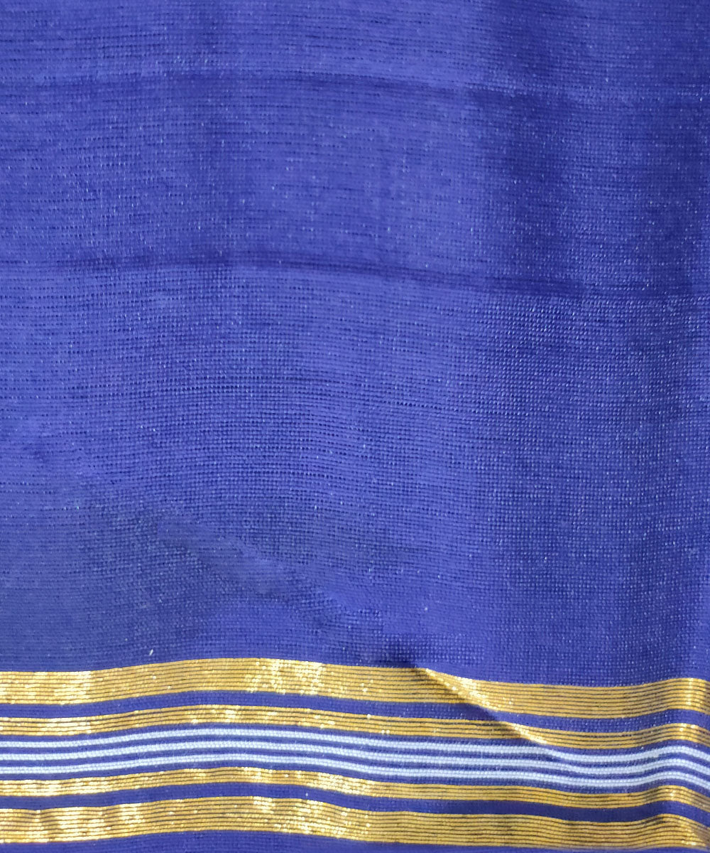 Yellow blue cotton handloom assam mekhela chador