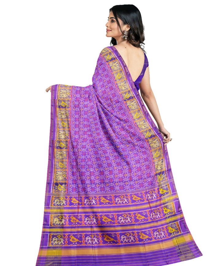 Purple handloom silk patola ikat saree