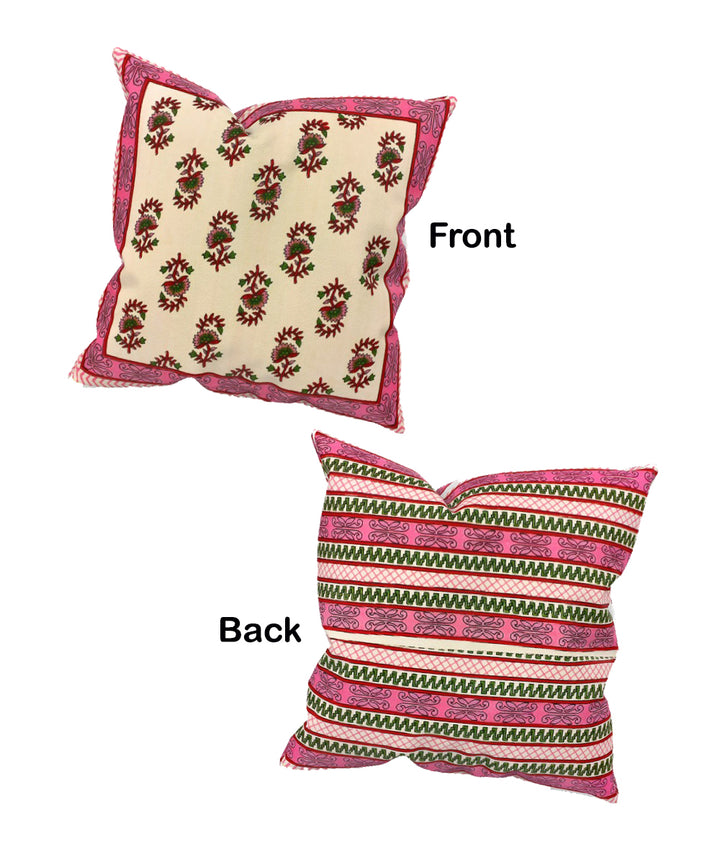 Pink handblock printed cushion cover set of 2