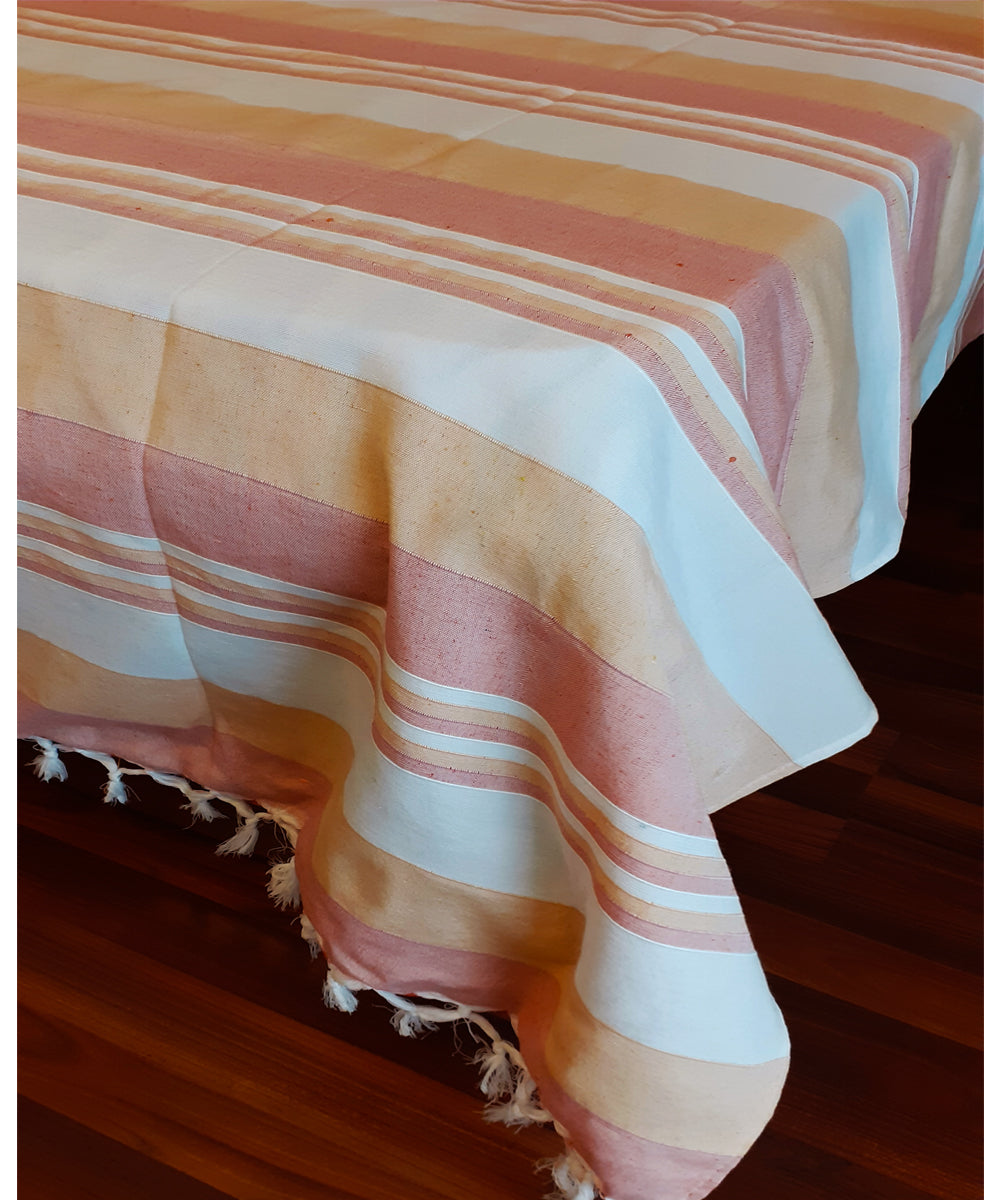 Multi colour handwoven cotton stripe bedsheet