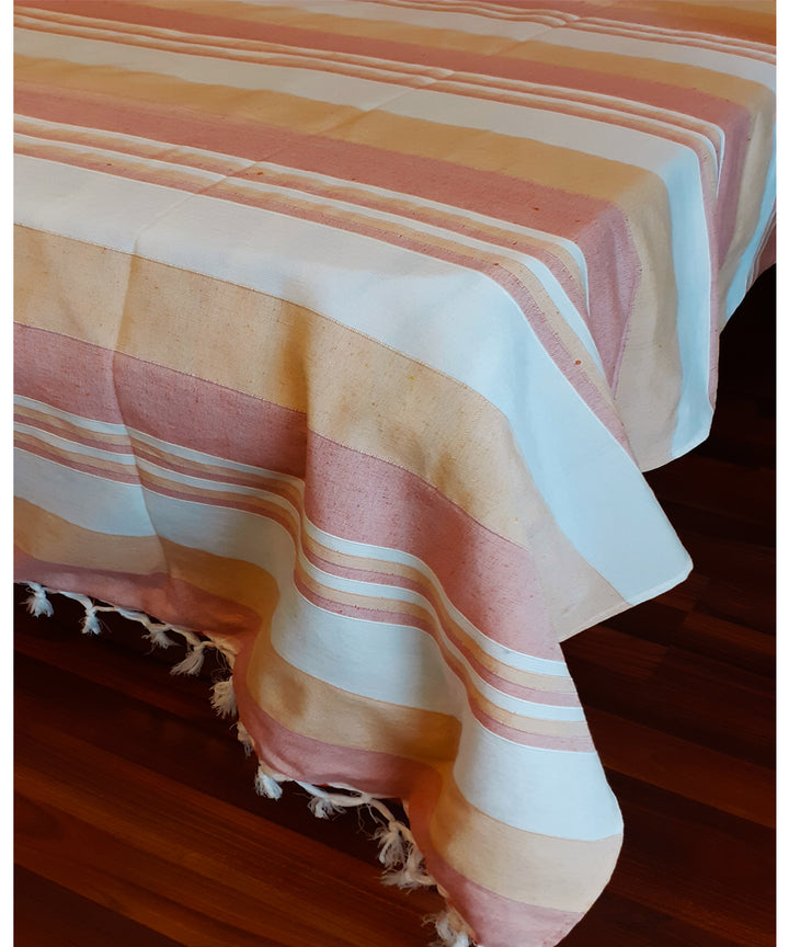 Multi colour handwoven cotton stripe bedsheet